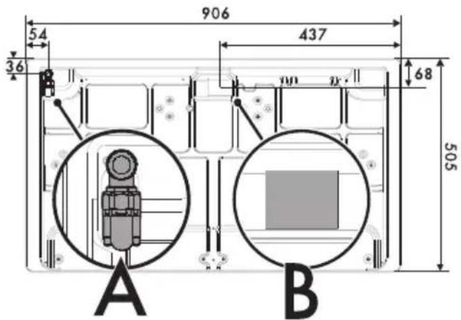 SMEG P106ES - Mål: placering af gas- og el-forsyning (udtrykt i millimeter) - 4