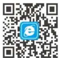 QR code with a blue circular logo in the center, likely linking to a digital service or website.
