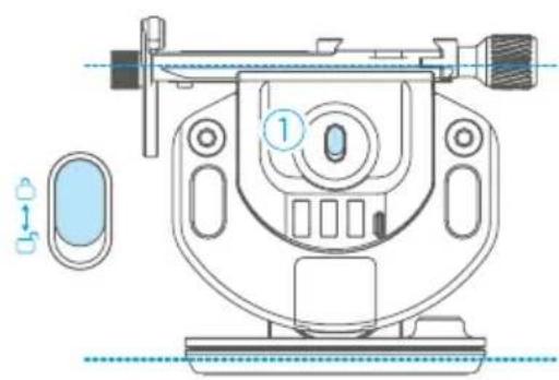 Technical diagram of a surveying instrument with labeled parts and measurement indicators