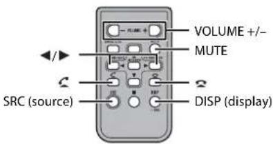 VOLUME +/- MUTE SRC (source) DISP (display)
