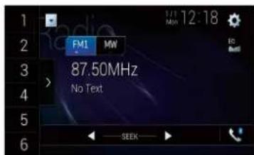 1 2 3 4 5 6 FM1 MW 87.50MHz No Text SEEK
