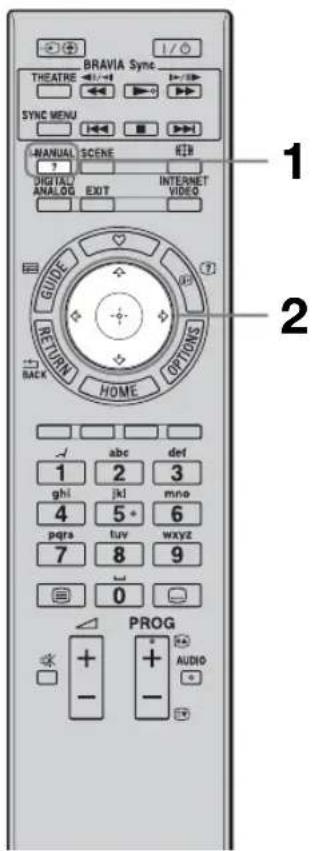 BRAVIA Sync THEATRE SYNC MENU MANUAL SCENE DIGITAL EXE GUIDE RETURN HOME OPTIONS 1 2 3 4 5 6 7 8 9 0 PROG AUDIO