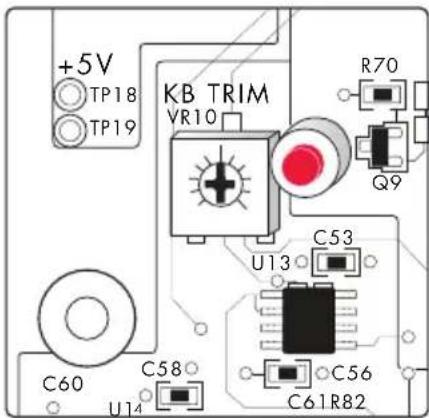 +5V TP18 TP19 KB TRIM VR10 R70 Q9 C53 U13 C60 C58 U14 C56 C61R82