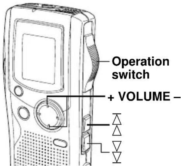 Operation switch + VOLUME -