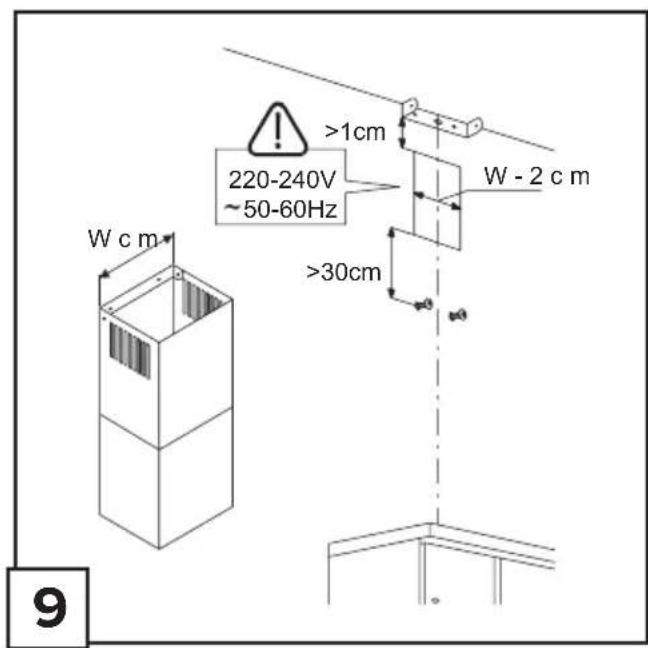 W cm 220-240V ~50-60Hz >1cm W - 2 cm >30cm 9
