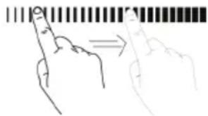 Diagram showing finger pointing to a barcode with an arrow indicating transformation or mapping