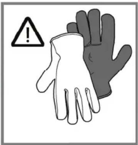 Warning symbol image showing a hand with an exclamation mark and a shaded palm, indicating hazard or caution.