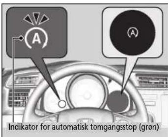 A A Indicator for automatisk tomgangstop (grön)