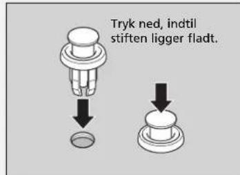 Tryk ned, indtil stiften ligger fladt.