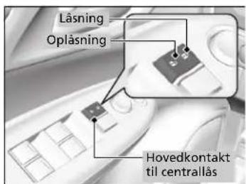 Läsning Oplåsning Hovedkontakt til centrallås