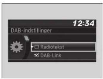 12:34 DAB-indstillinger Radiotekst ✓ DAB-Link