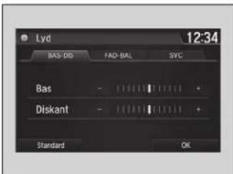 Lyd 12:34 BAS- DIS FAD-BAL SVC Bas - +/- Diskant - +/- Standard OK