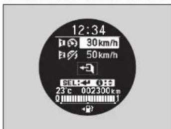 12:34 30 km/h 50 km/h SEL 23°C 002300 km 0 1