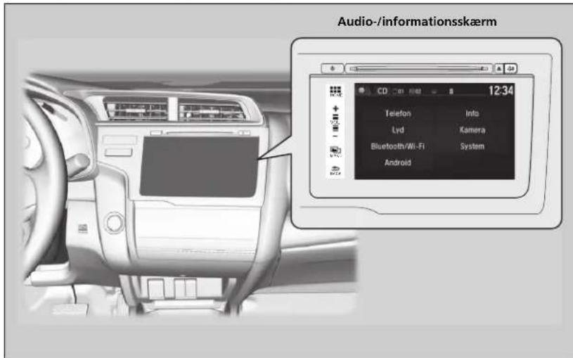 Audio-/informationsskærm Telefon Info Lyd Kamera Bluetooth/Wi-Fi System Android