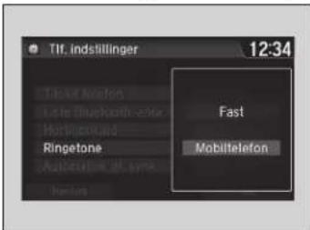 Tlf. indstillinger 12:34 Fast Mobiltelefon