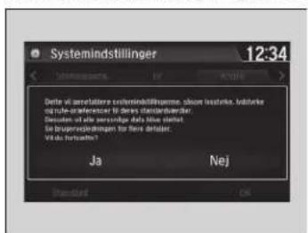 Systemindstillinger 12:34 Jä Nej Standard OK