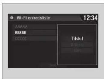 Wi-Fi enhedsliste 12:34 AAAAA 88888 CCCCC Tilslut Ala#a Ela#a