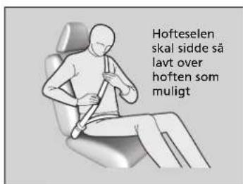 Hofteselen skal sidde så lavt over hoften som muligt