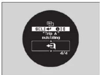 SEL: ← 1 "Trip A" nulstiling 4/4