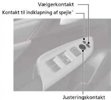 Vælgerkontakt Kontakt til indklapning af spejle* Justeringskontakt