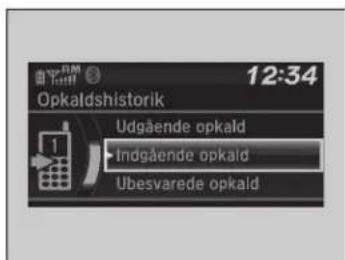 12:34 Opkaldshistorik Udgående opkald Indgående opkald Ubesvarede opkald