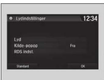 Lydindstillinger 12:34 Lyd Kilde-popop Fra RDS indst. Standard OK