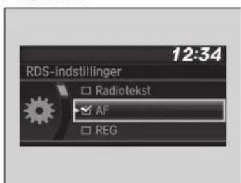 RDS-indstillinger Radiotekst AF REG 12:34