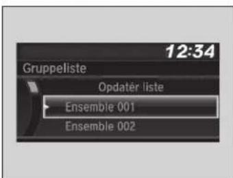12:34 Gruppeliste Opdatér liste Ensemble 001 Ensemble 002