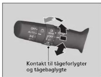 OFF+ AUTO- T T T Kontakt til tägeforlygter og tägebaglygte