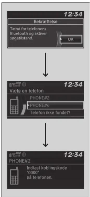Honda Jazz (2019) - ■Sådan parres en mobiltelefon (hvis der i forvejen er parret en telefon til systemet) - 1