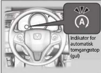 Indicator for automatisk tomgangstop (gul)