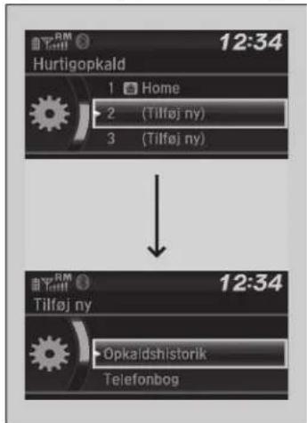 Hurtigopkald 1 Home 2 (Tilføj ny) 3 (Tilføj ny) 12:34 Tilføj ny Opkaldshistorik Telefonbog