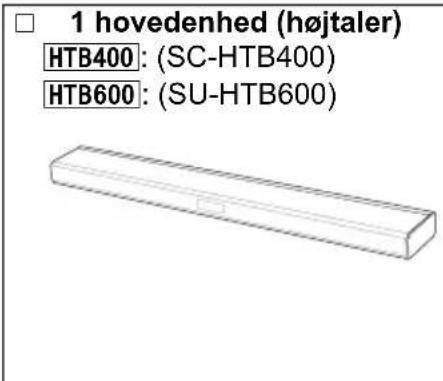 1 hovedenhed (højtaler) HTB400: (SC-HTB400) HTB600: (SU-HTB600)