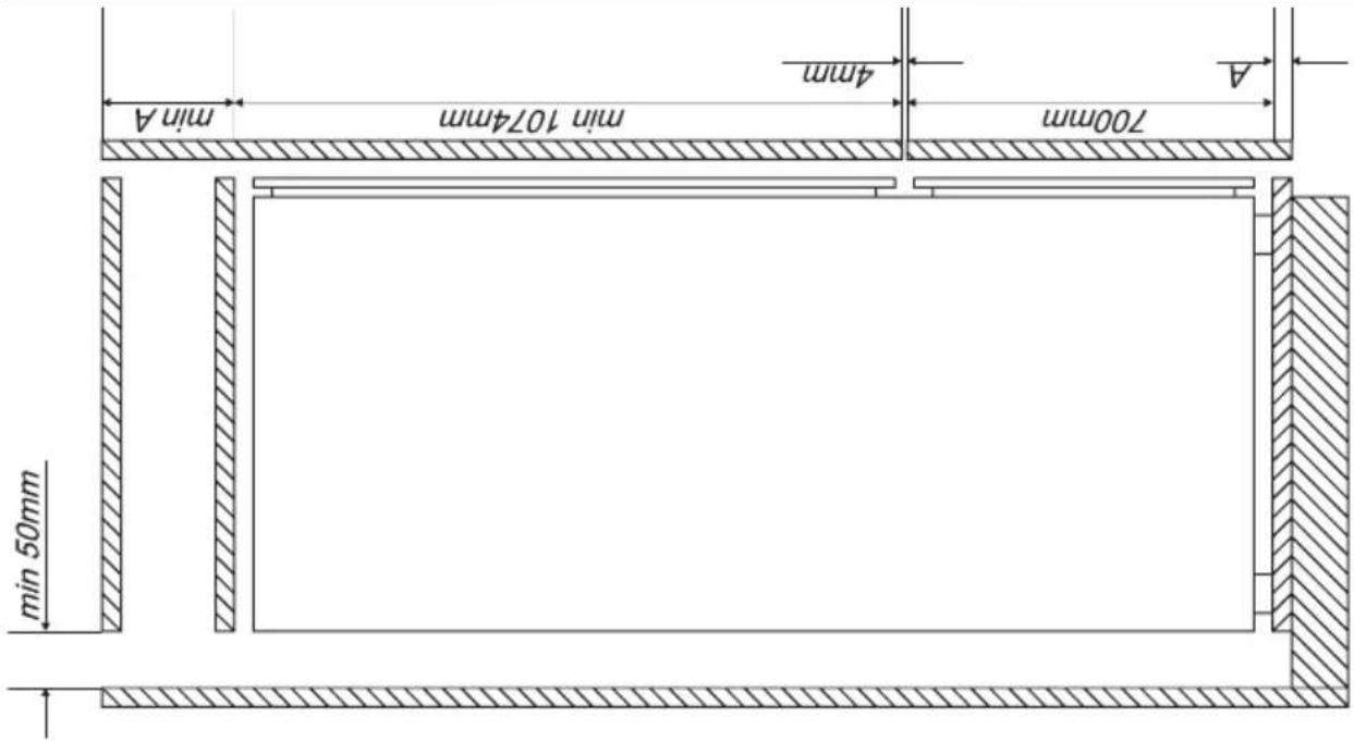 700mm 4mm min 1074mm min A A min 50mm