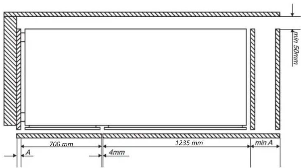 700 mm 4mm 1235 mm min A min 50mm