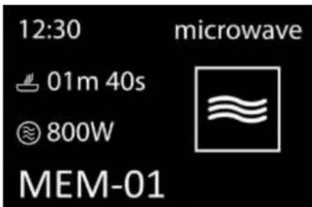 12:30 microwave 01m 40s 800W MEM-01