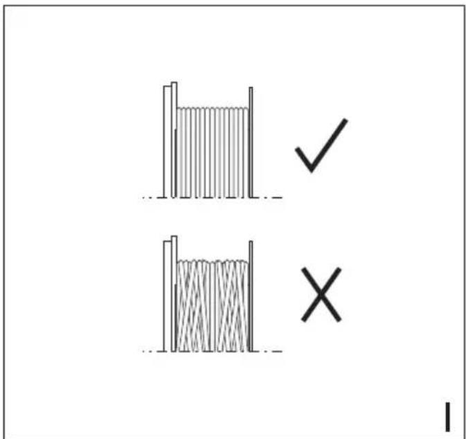 Diagram showing two spring-like structures with checkmark and cross symbols, likely illustrating a correct or incorrect operation.
