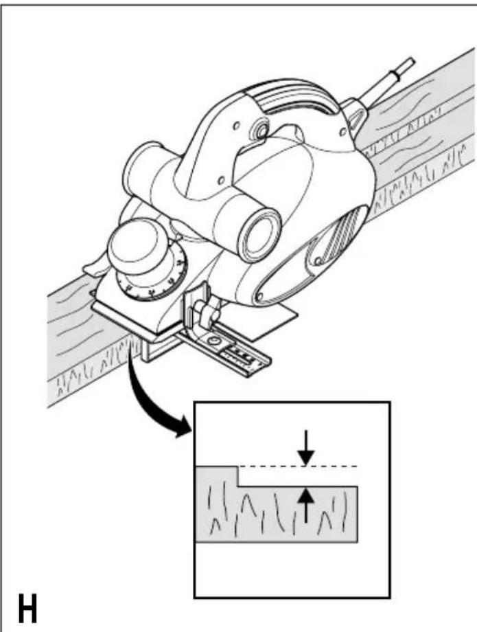 Technical diagram showing a mechanical device with a magnified inset illustrating a depth measurement setup.