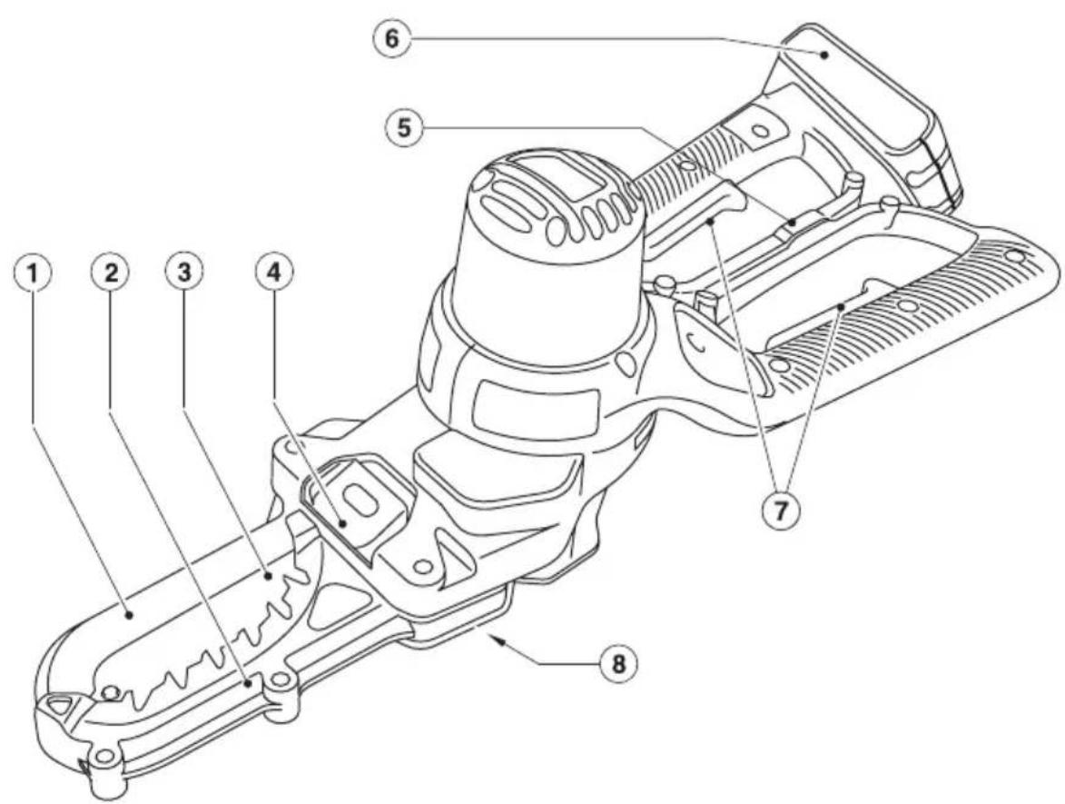 Technical diagram of a mechanical device with numbered parts for identification