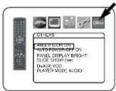 OTHERS PANEL FLOOR ON AUTO POWER OFF ON PANEL DISPLAY BRIG-T SLICE SHOW 5sec DAX/ROI VOD PLAYER MODE AUDIO