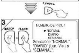 3 STOP PLAY NUMERO DE PRG.1 ▶NORMAL DIARIO SEMANAL Seleclone "NORMAL", "DIARIO" (Lun.-Vie.) o "SEMANAL"