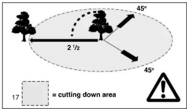 45° 2 ½ 45° 17 = cutting down area