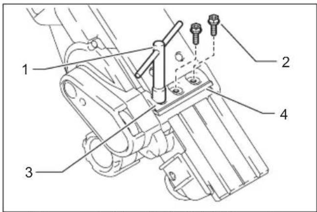 Technical diagram of a mechanical assembly with numbered parts labeled 1 to 4