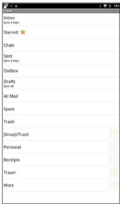 Inbox Sync 4 days Starred ★ Chats Sent Sync 4 days Outbox Drafts Sync all All Mail Spam Trash [Imap]/Trash Personal Receipts Travel Work