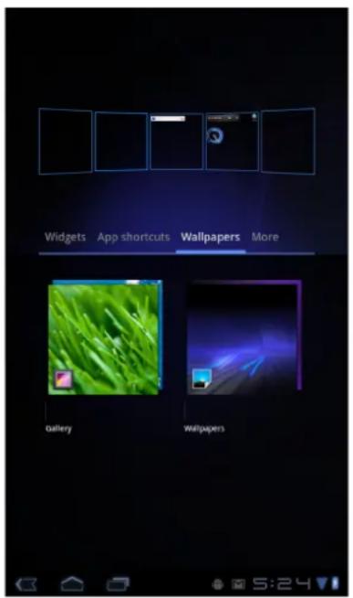 Widgets App shortcuts Wallpapers More Gallery Wallpapers