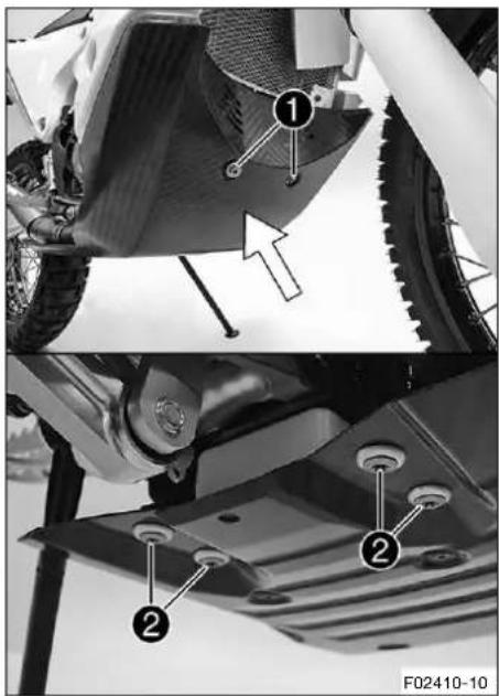 Technical diagram showing mechanical components with numbered annotations and an arrow indicating direction