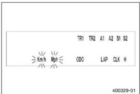 TR1 TR2 A1 A2 S1 S2 Km/h Mph ODO LAP CLK H 400329-01