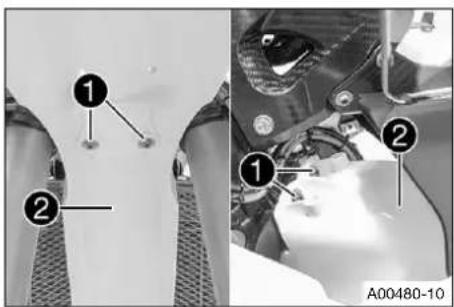 Technical diagram showing two mechanical components with numbered parts, likely for assembly or maintenance instructions.