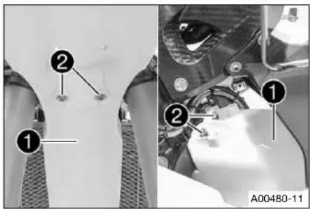 Technical diagram showing two mechanical components with numbered annotations, likely for assembly or repair instructions.