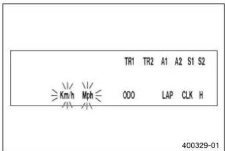 TR1 TR2 A1 A2 S1 S2 Km/h Mph ODO LAP CLK H 400329-01